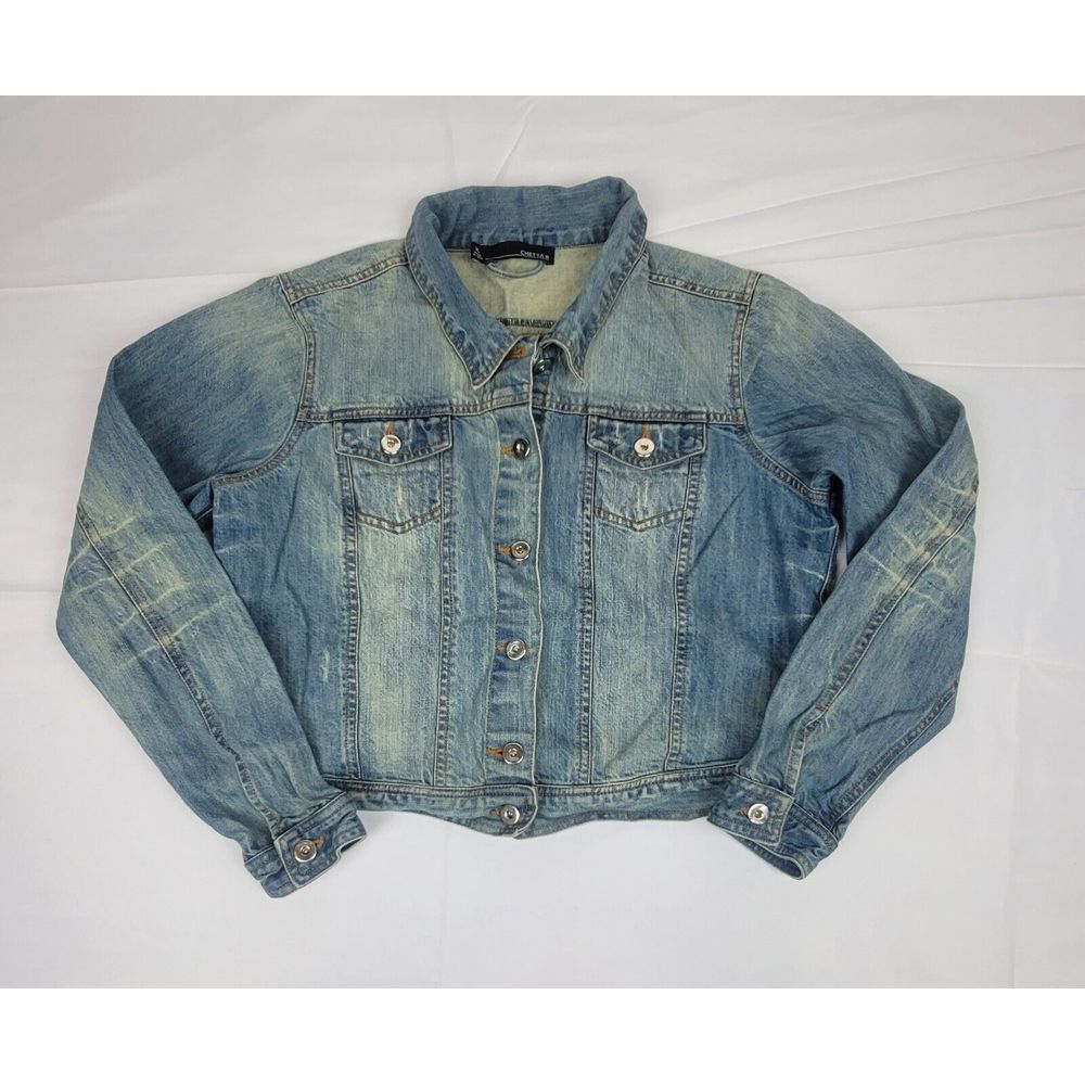 Chetta B Denim Jacket Womens XL. Button Up Pocketed Jean Longsleeve.